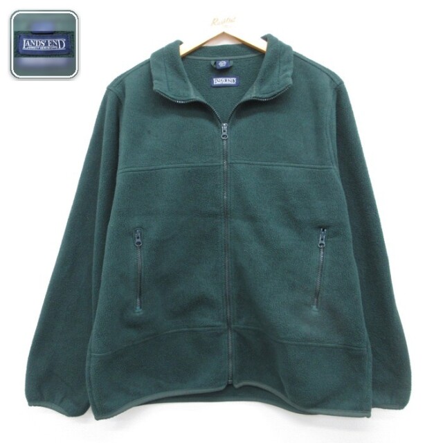 古着 LANDS'END ランズエンド 長袖 フルジップ レディース 00年代 00s フリース ポリエステル グリーン 26sep09