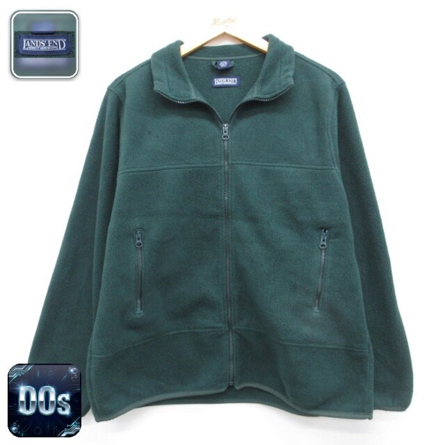 古着 LANDS'END ランズエンド 長袖 フルジップ レディース 00年代 00s フリース ポリエステル グリーン 26sep09
