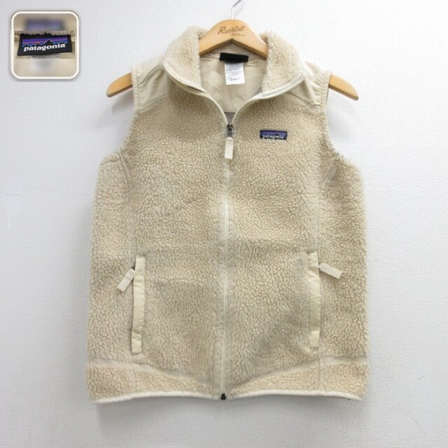 古着 パタゴニア patagonia フルジップ レディース ベスト ボア フリース ポリエステル ベージュ 26sep15