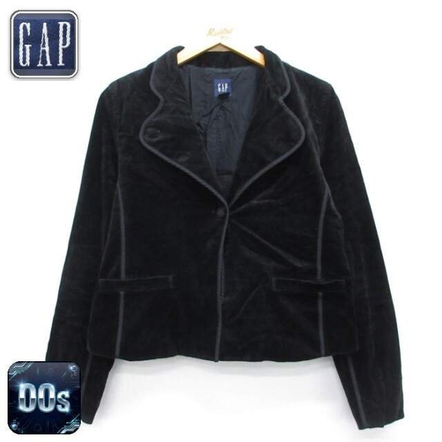 古着 ギャップ GAP 長袖 レディース 00年代 00s ジャケット ベロア ブラック【spe】 26sep17