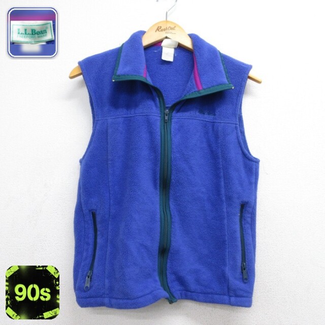 古着 L.L.Bean エルエルビーン レディース 90年代 90s フリース ベスト 刺繍ロゴ ポリエステル ブルー 26sep24