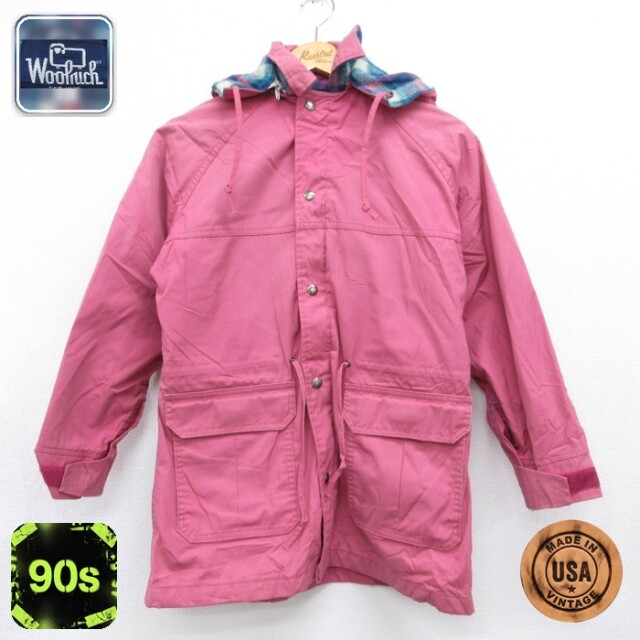 古着 ウールリッチ Woolrich 長袖 パーカー レディース 90年代 90s マウンテン ジャケット ウール USA製 ピンク 26sep28