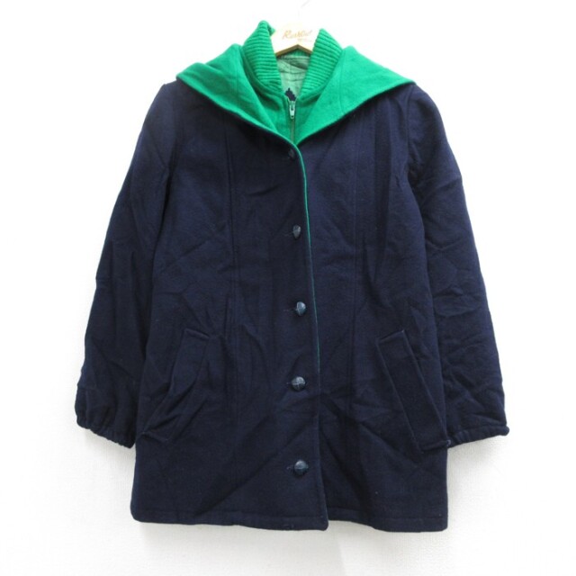 古着 mackintosh 長袖 レディース 80年代 80s ジャケット ウール リバーシブル フード ネイビー【spe】 26sep28