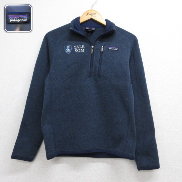 古着 パタゴニア patagonia 長袖 ハーフジップ レディース フリース ベターセーター ジャケット YaleSOM 刺繍ロゴ ポリエステル ネイビー 霜降り 26sep28