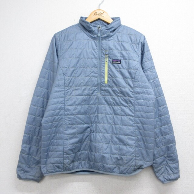 古着 パタゴニア patagonia 長袖 ハーフジップ レディース ナノ パフ ポリエステル ライトブルー【spe】 26sep29