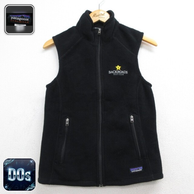 古着 パタゴニア patagonia フルジップ レディース 00年代 00s フリース ベスト シンチラ 刺繍ロゴ ポリエステル ブラック 26sep29