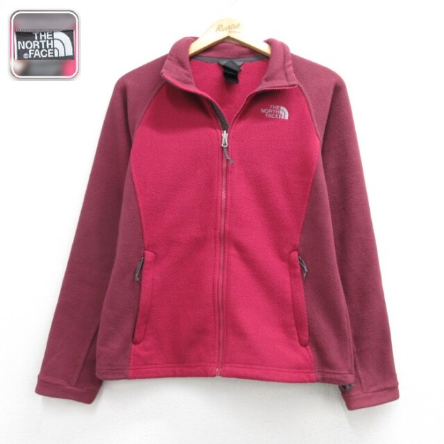 古着 ノースフェイス THE NORTH FACE 長袖 フルジップ レディース フリース ジャケット ラグラン ポリエステル バーガンディ 26oct02
