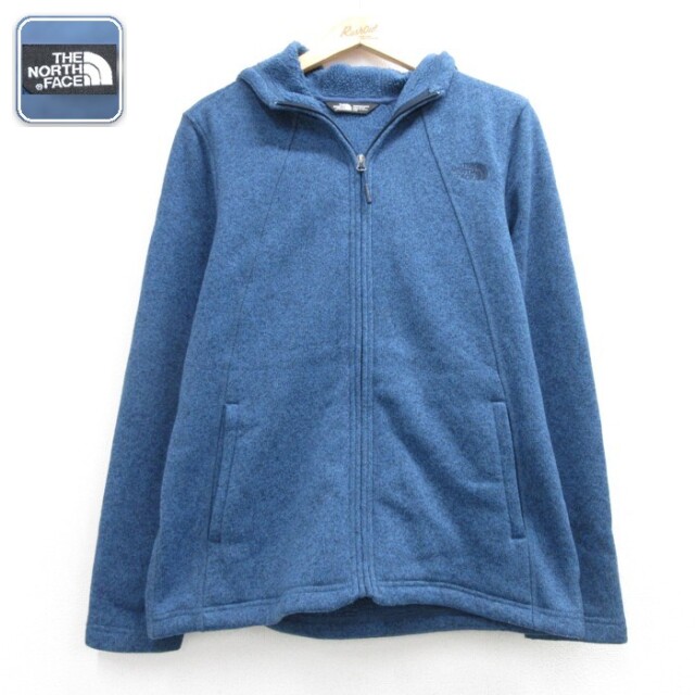 古着 ノースフェイス THE NORTH FACE 長袖 フルジップ パーカー レディース ジャケット ベターセーター フリース フード ポリエステル ブルー 霜降り 26oct02