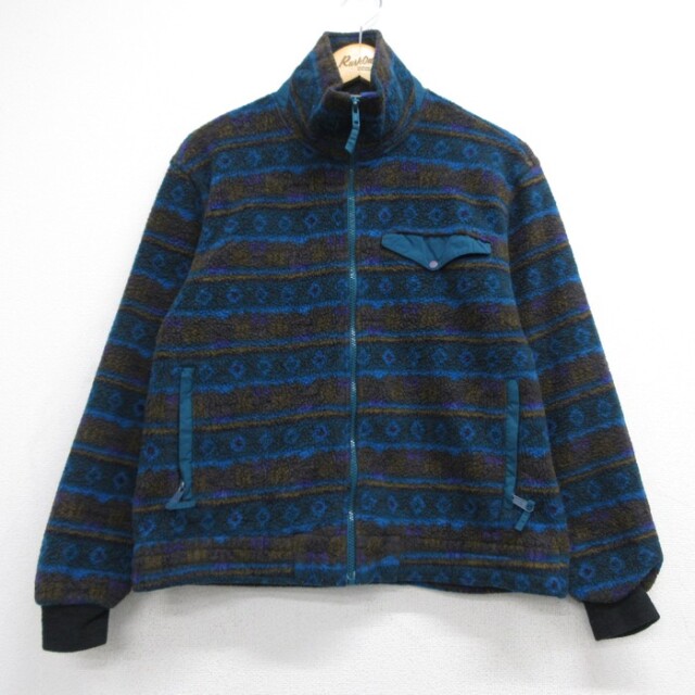 古着 L.L.Bean エルエルビーン 長袖 レディース 90年代 90s ジャケット フリース ポリエステル 総柄 ブルー【spe】 26oct05