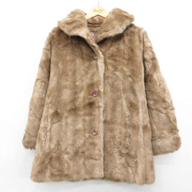 古着 tissavel 長袖 レディース 80年代 80s ジャケット フェイクファー モンゴメリーワード アクリル USA製 ブラウン【spe】 26oct07
