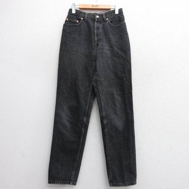 【20%OFF】古着 リーバイス Levis 901 ジーンズ レディース テーパード コットン 黒 ブラック デニム 25feb17 中古 ボトムス ジーパン Gパン ロング パンツ
