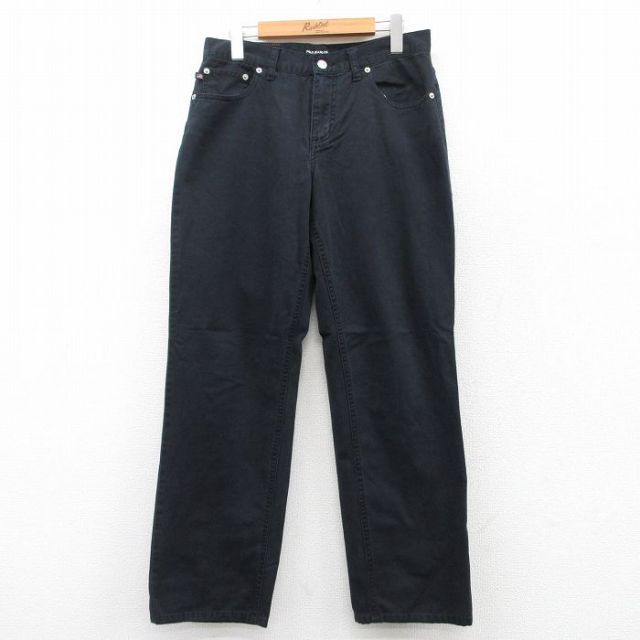 【50%OFF】古着 ラルフローレン Ralph Lauren ポロジーンズ ブランド パンツ レディース コットン 黒 ブラック 25mar28 中古 ボトムス ジーパン Gパン ロング