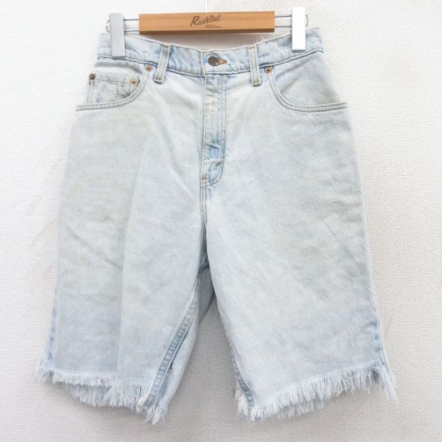 古着 リーバイス Levis 551 ショート パンツ レディース 90年代 90s コットン USA製 薄紺 ネイビー デニム 25may09 中古 ボトムス 短パン ショーパン ハーフ