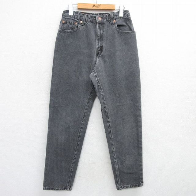 【50%OFF】古着 リーバイス Levis 550 ジーンズ レディース 90年代 90s ヒゲ テーパード コットン 黒 ブラック デニム 25may16 中古 ボトムス ジーパン Gパン ロング パンツ