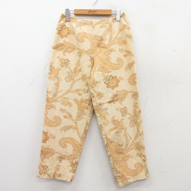 W28★古着 タルボット パンツ レディース 90年代 90s ペイズリー柄 コットン 薄ベージュ系他 カーキ 25may23 中古 ボトムス