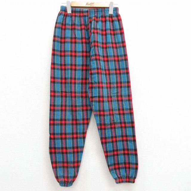 古着 イージー パンツ レディース 90年代 90s コットン USA製 紺他 ネイビー チェック 25jun27 中古 ボトムス
