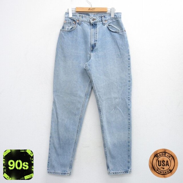 【50%OFF】古着リーバイス Levis 551 ジーンズ レディース 90年代 90s テーパード コットン USA製 薄紺 ネイビー デニム 25oct06 中古 ボトムス ジーパン Gパン ロング パンツ