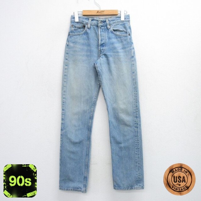 【50%OFF】古着 リーバイス Levis 501 ジーンズ レディース 90年代 90s ヒゲ USA製 薄紺 ネイビー デニム 【spe】 25oct06 中古 ボトムス ジーパン Gパン ロング パンツ