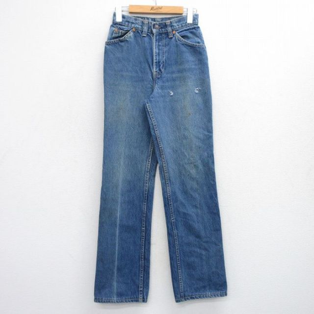 古着 リーバイス Levis ジーンズ レディース 80年代 80s ヒゲ 紺 ネイビー デニム 25oct06 中古 ボトムス ジーパン Gパン ロング パンツ