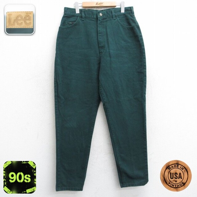 【50%OFF】古着 リー Lee ジーンズ レディース 90年代 90s テーパード コットン USA製 緑 デニム【spe】 25dec09