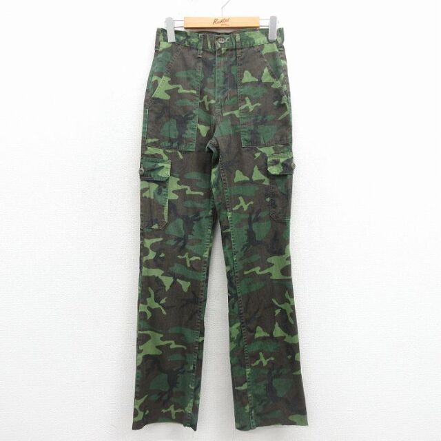 【20%OFF】古着 ファイブブラザー ベイカー パンツ レディース 80年代 80s ウッドランドカモ USA製 緑 迷彩 26jan23