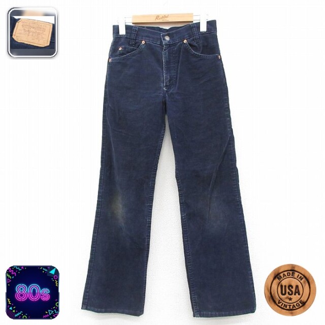 【50%OFF】古着 リーバイス Levis コーデュロイ パンツ レディース 80年代 80s USA製 タロン 紺 26feb18