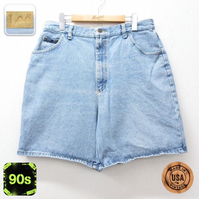 【20%OFF】古着 リー Lee ショート パンツ ショーツ レディース 90年代 90s コットン USA製 薄紺 デニム 26may01
