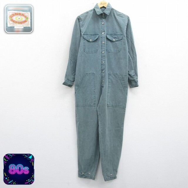 【20%OFF】古着 バナナリパブリック 長袖 ツナギ レディース 80年代 80s コットン 緑【spe】 26may01