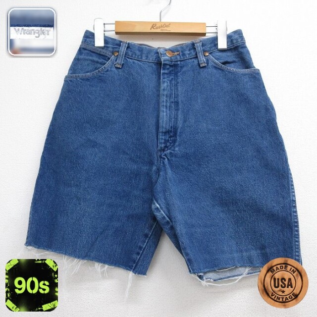 【20%OFF】古着 ラングラー ショート パンツ ショーツ レディース 90年代 90s コットン USA製 ネイビー デニム 26jun11