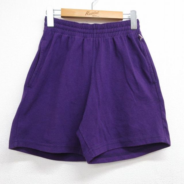古着 ラッセル ショート イージー パンツ ショーツ レディース 90年代 90s 無地 USA製 パープル 26jun11