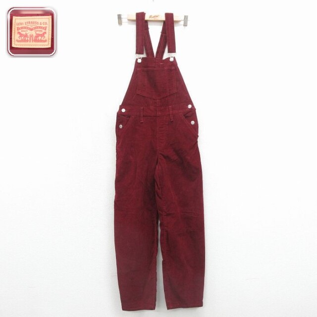 古着 リーバイス Levis オーバーオール レディース コーデュロイ バーガンディ 26jun19