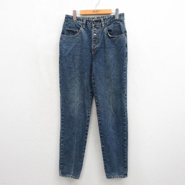 古着 ジーンズ レディース 00年代 00s ケミカルウォッシュ コットン ネイビー デニム 26jul27