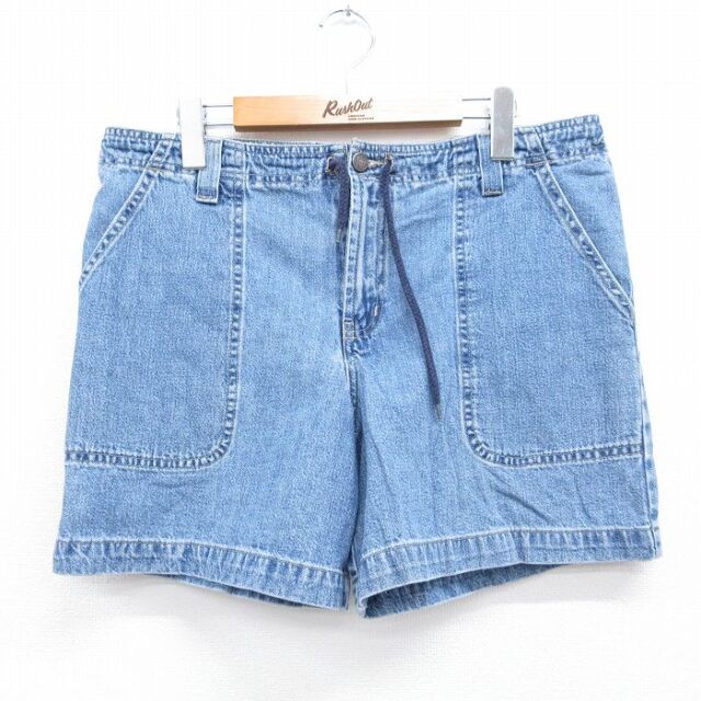 古着 ショート ベイカー パンツ ショーツ レディース 90年代 90s コットン USA製 タロン ネイビー デニム 26aug06