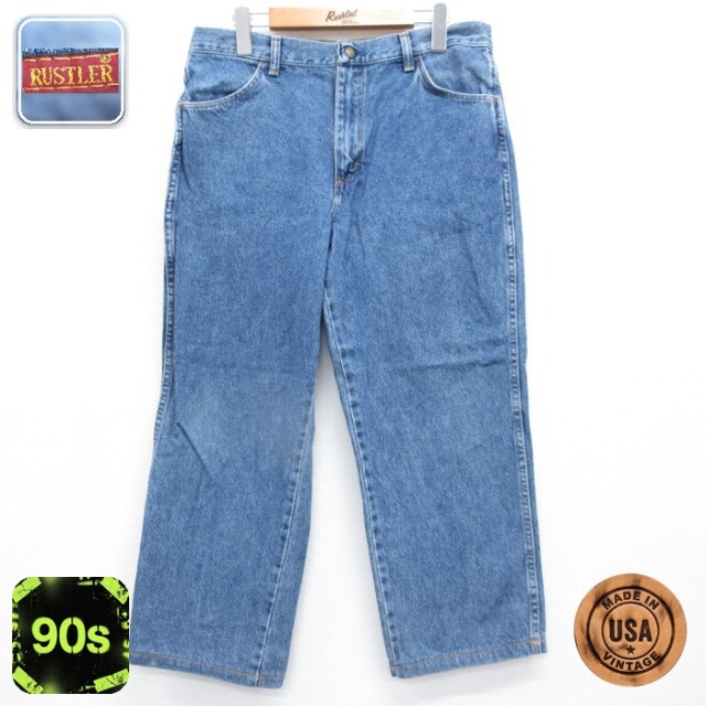 古着 RUSTLER ラスラー パンツ レディース 90年代 90s Rustler コットン USA製 ネイビー デニム 26sep18