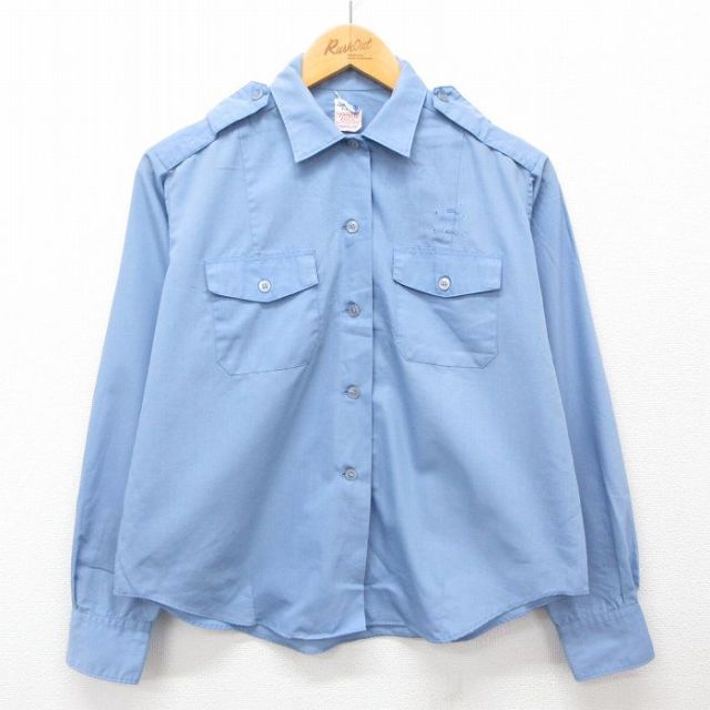 【50%OFF】古着 長袖 ワーク シャツ レディース 80年代 80s USA製 薄紺 ネイビー 24aug06 中古 ブラウス トップス