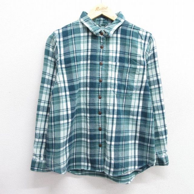 古着 エルエルビーン LLBEAN 長袖 ヘビー フランネル シャツ レディース コットン 緑他 グリーン チェック 25jan24 中古 ブラウス トップス