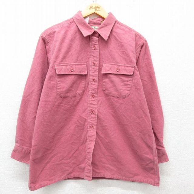 古着 エルエルビーン LLBEAN 長袖 ヘビー フランネル シャツ レディース 80年代 80s コットン USA製 ピンク系 25mar07 中古 ブラウス トップス