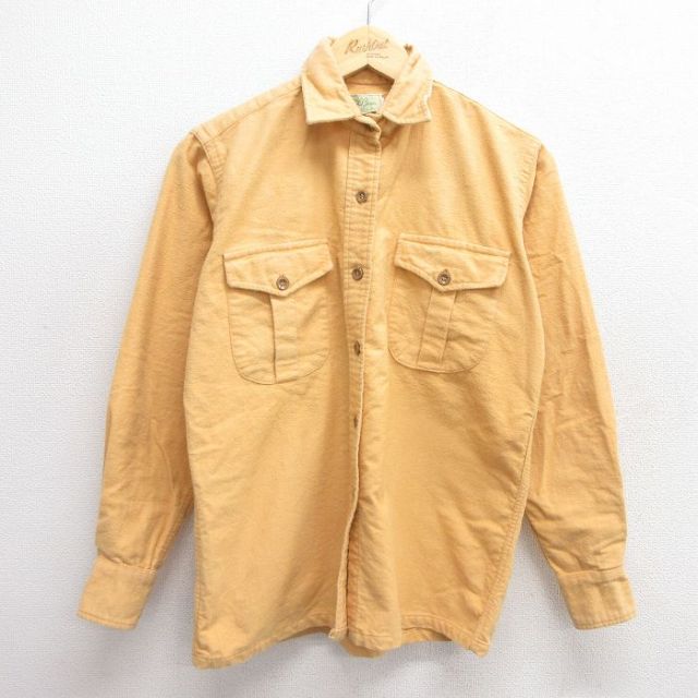 古着 エルエルビーン LLBEAN 長袖 ビンテージ ヘビー フランネル シャツ レディース 70年代 70s コットン 黄 イエロー 25mar27 中古 ブラウス トップス