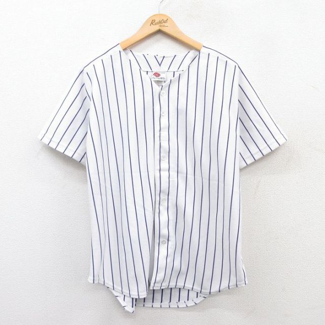 古着 ローリングス 半袖 ベースボール シャツ レディース 90年代 90s ラグラン USA製 白他 ホワイト ストライプ 25may09 中古 ブラウス トップス