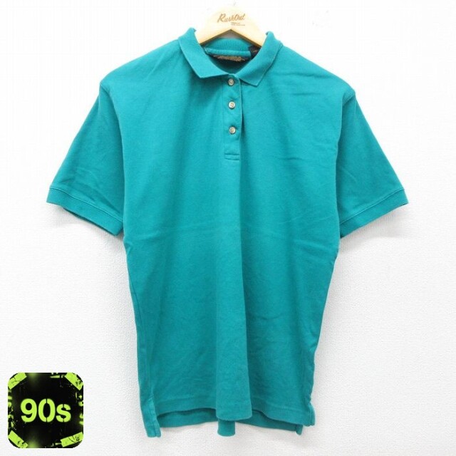 【50%OFF】古着 エディーバウアー 半袖 ポロ シャツ レディース 90年代 90s コットン 青緑 25jun27 中古 ブラウス トップス