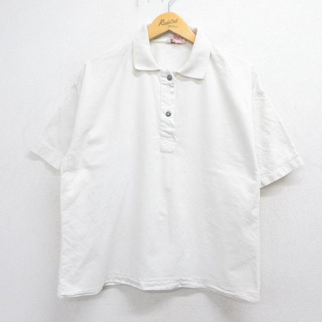 古着 半袖 ポロ シャツ レディース 90年代 90s コットン ホワイト 26may15