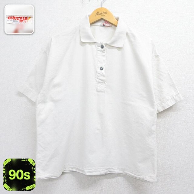 【20%OFF】古着 半袖 ポロ シャツ レディース 90年代 90s コットン ホワイト 26may15