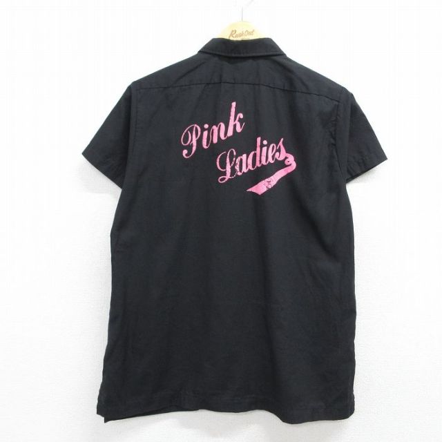 古着 ヒルトン 半袖 シャツ レディース 90年代 90s Pink Ladies 開襟 オープンカラー USA製 ブラック 26may15