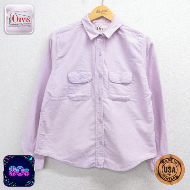 【20%OFF】古着 オービス 長袖 ヘビー フランネル シャツ レディース 80年代 80s コットン USA製 パープル 26may15
