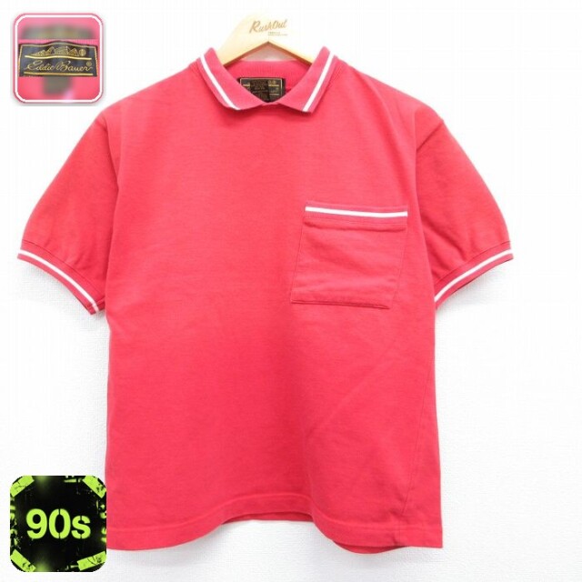 【20%OFF】古着 エディーバウアー 半袖 トップス レディース 90年代 90s 襟付き 鹿の子 大きいサイズ コットン レッド 26jun11