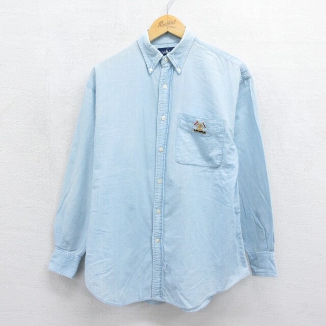 古着 ラルフローレン Ralph Lauren 長袖 ブランド シャツ レディース 90年代 90s The Big shirt ビッグ コットン ボタンダウン ライトブルー【spe】 26sep29