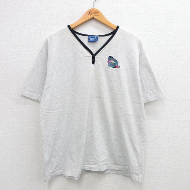 古着 半袖 ビンテージ Tシャツ レディース 90年代 90s ディズニー DISNEY くまのプーさん イーヨー USA製 薄グレー 霜降り 24jul31 中古