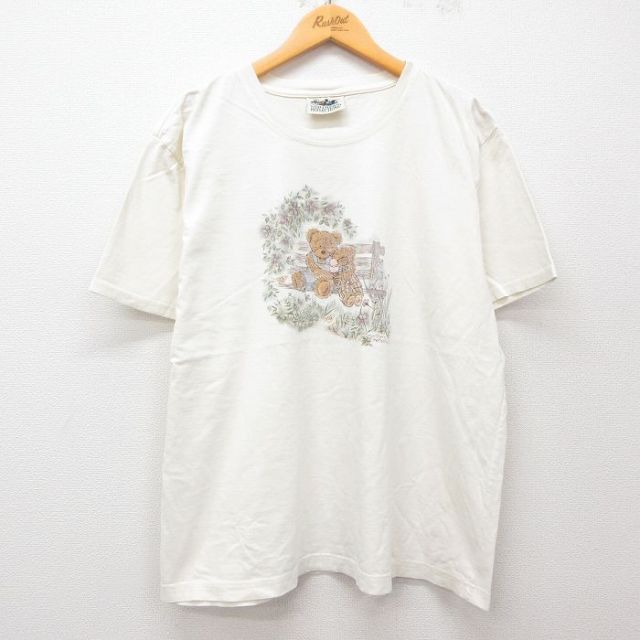 古着 半袖 ビンテージ Tシャツ レディース 00年代 00s クマ クルーネック 生成り 25may08 中古