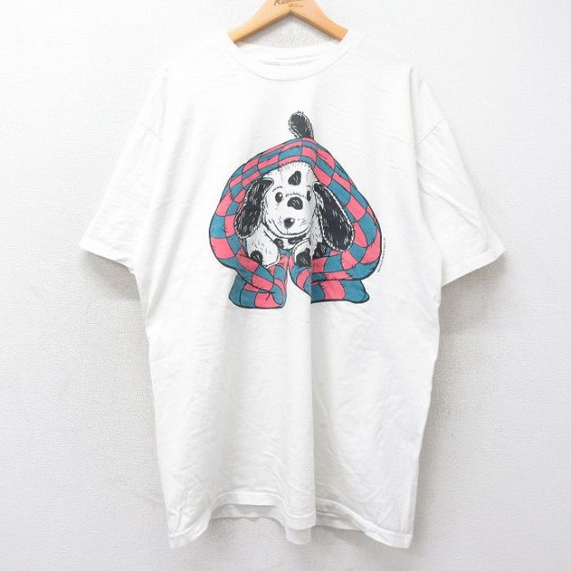 古着 半袖 ビンテージ Tシャツ ワンピース レディース 90年代 90s 犬 大きいサイズ ロング丈 コットン クルーネック USA製 白 ホワイト 【spe】 25sep01 中古