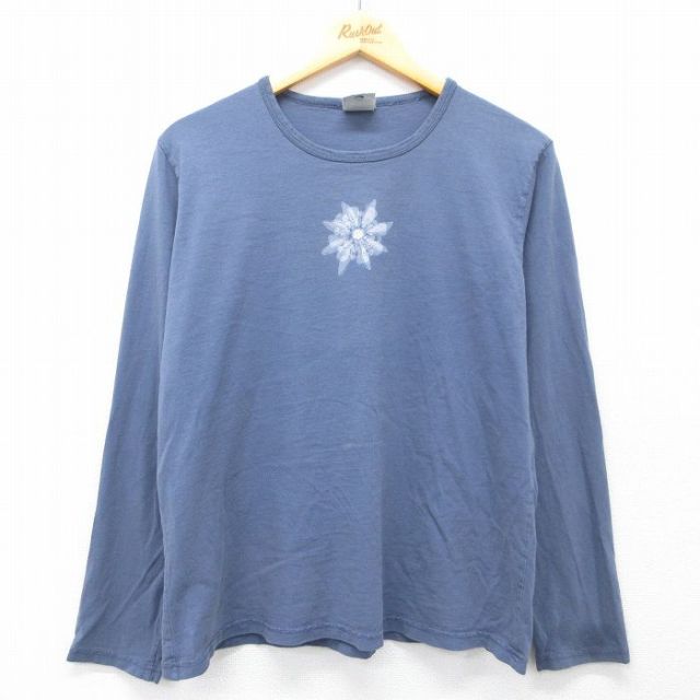 古着 コロンビア 長袖 ビンテージ Tシャツ レディース 00年代 00s 花クルーネック 薄紺 26mar28